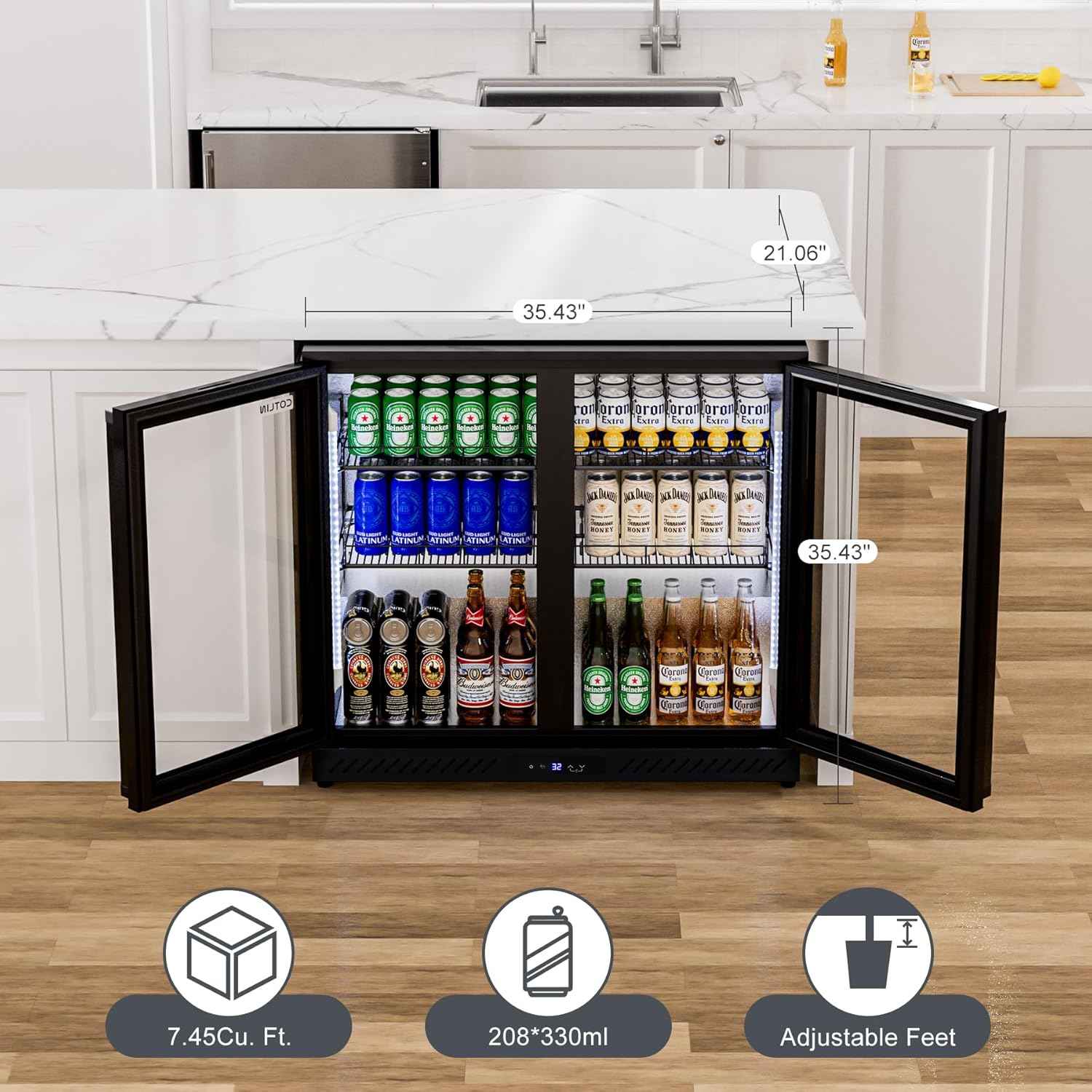 Cotlin 7.4 Cu.Ft Back Bar Beverage Cooler (2-Door) - Auto Defrost
