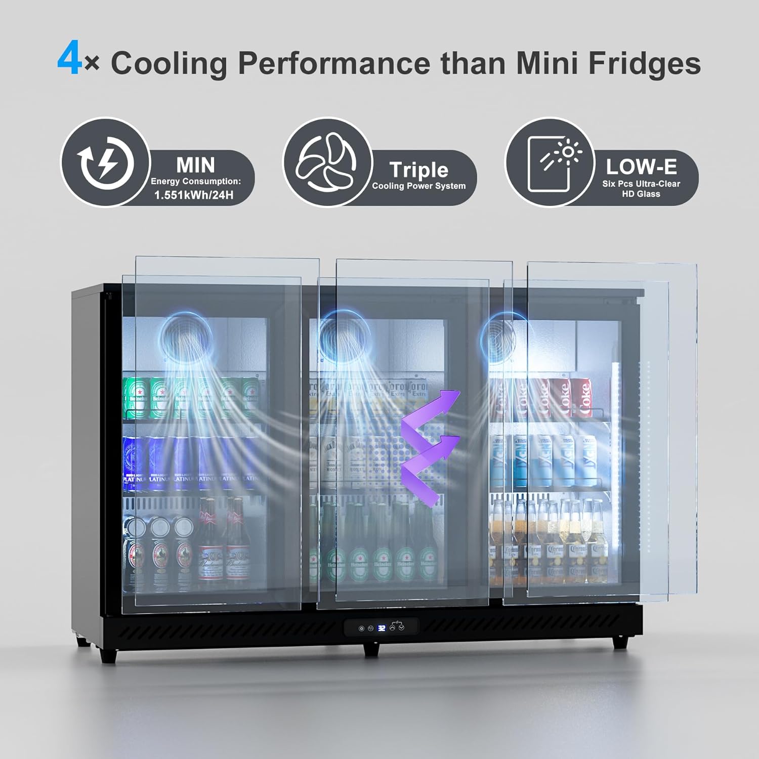 Cotlin 11.45 Cu.Ft Back Bar Beverage Cooler (3-Door) - Auto Defrost