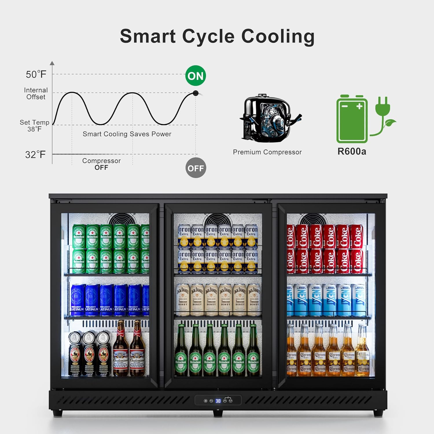 Cotlin 11.45 Cu.Ft Back Bar Beverage Cooler (3-Door) - Auto Defrost
