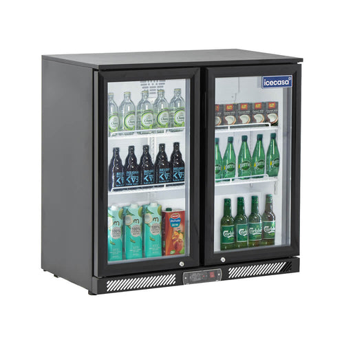 ICECASA Commercial 35.4" 2 Glass Door Back Bar Beer Cooler Beverage Refrigerator 7.8 Cu.ft | ICE-220H
